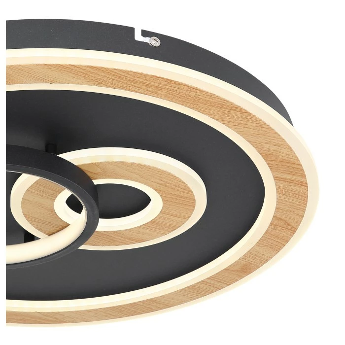 Globo CHESSY Deckenleuchte LED Schwarz, Weiß, Holzoptik, 1-flammig, Fernbedienung 3 Globo CHESSY Deckenleuchte LED Schwarz, Weiß, Holzoptik, 1-flammig, Fernbedienung – Bild 3