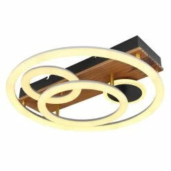 Globo DARRYL Deckenleuchte LED Schwarz, Holz dunkel, 1-flammig, Fernbedienung -LED Leuchten Verkäufe globo darryl deckenleuchte 67265 55 5