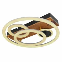 Globo DARRYL Deckenleuchte LED Schwarz, Holz dunkel, 1-flammig, Fernbedienung -LED Leuchten Verkäufe globo darryl deckenleuchte 67265 55 7