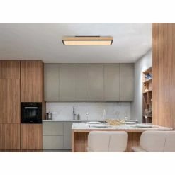 Globo DORO Deckenleuchte LED Schwarz, Holz dunkel, 1-flammig