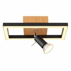 Globo IDA Wandleuchte LED Schwarz, Holzoptik, 2-flammig -LED Leuchten Verkäufe globo ida wandleuchte 57034 1 2