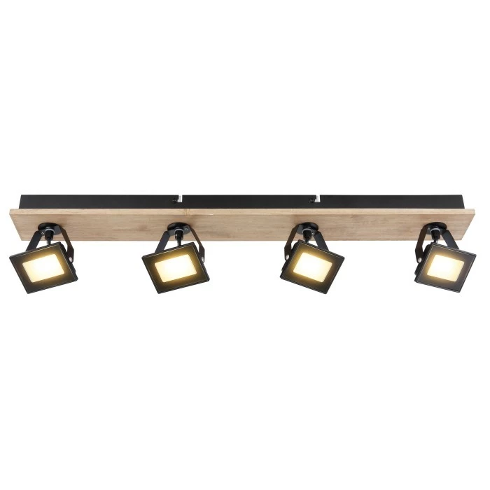 Globo JOYA Deckenleuchte LED Schwarz, Holz hell, 4-flammig 3 Globo JOYA Deckenleuchte LED Schwarz, Holz hell, 4-flammig – Bild 3