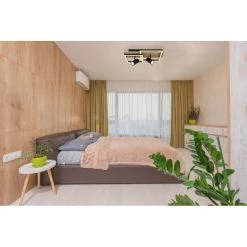 Globo KASSU Deckenleuchte LED Schwarz, Wei&szlig;, Holzoptik, 2-flammig