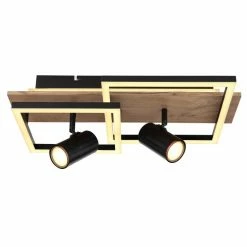 Globo KASSU Deckenleuchte LED Schwarz, Wei&szlig;, Holzoptik, 2-flammig -LED Leuchten Verkäufe globo kassu deckenleuchte 67305d1 3