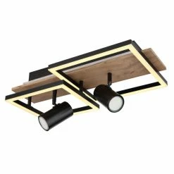 Globo KASSU Deckenleuchte LED Schwarz, Wei&szlig;, Holzoptik, 2-flammig -LED Leuchten Verkäufe globo kassu deckenleuchte 67305d1 6