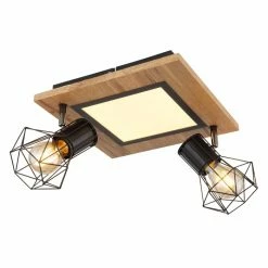 Globo PRISKA Deckenleuchte Schwarz, Weiß, Holzoptik, 3-flammig