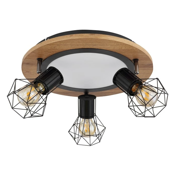 Globo PRISKA Deckenleuchte Schwarz, Weiß, Holzoptik, 4-flammig 2 Globo PRISKA Deckenleuchte Schwarz, Weiß, Holzoptik, 4-flammig – Bild 2