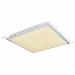 Globo RENA Deckenleuchte LED Nickel-Matt, Weiß, 1-flammig, Fernbedienung, Farbwechsler