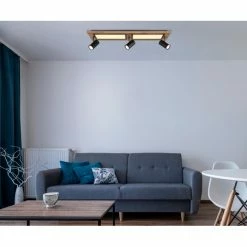 Globo ULLA Deckenleuchte Schwarz, Holzoptik, 4-flammig