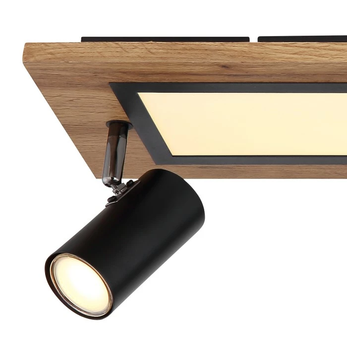 Globo ULLA Deckenleuchte Schwarz, Holzoptik, 4-flammig 6 Globo ULLA Deckenleuchte Schwarz, Holzoptik, 4-flammig – Bild 6