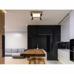 Globo ULLA Deckenleuchte Schwarz, Holzoptik, 5-flammig