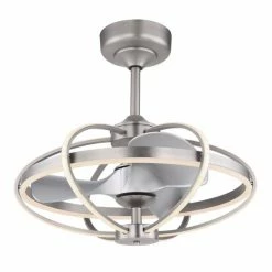 Globo Ventmatt Deckenventilator LED Nickel-Matt, 1-flammig, Fernbedienung -LED Leuchten Verkäufe globo ventmatt deckenventilator 3613 4