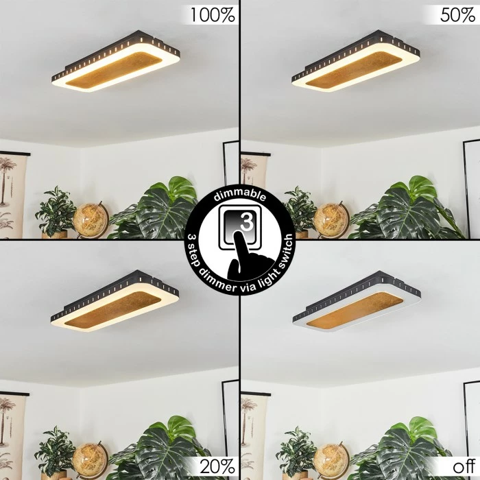 Hofstein Guacacallo Deckenpanel LED Schwarz, Weiß, Gold, 1-flammig 2 Hofstein Guacacallo Deckenpanel LED Schwarz, Weiß, Gold, 1-flammig – Bild 2