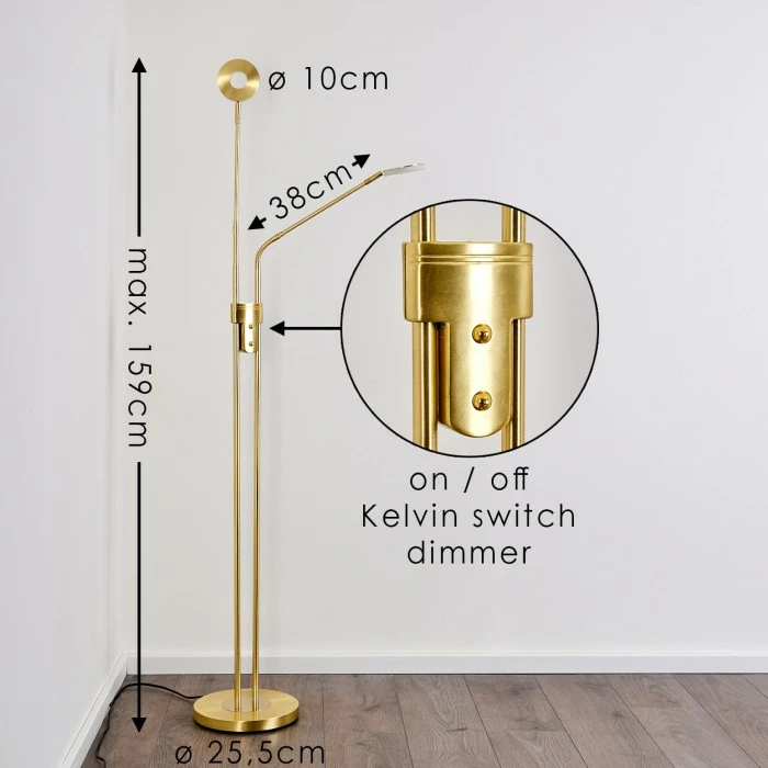 Hofstein Gulkana Stehleuchte LED Gold, 2-flammig 2 Hofstein Gulkana Stehleuchte LED Gold, 2-flammig – Bild 2