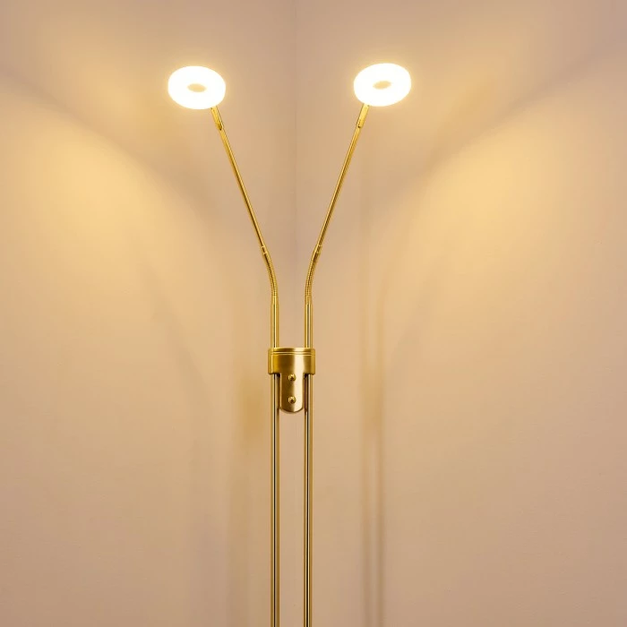 Hofstein Gulkana Stehleuchte LED Gold, 2-flammig 3 Hofstein Gulkana Stehleuchte LED Gold, 2-flammig – Bild 3