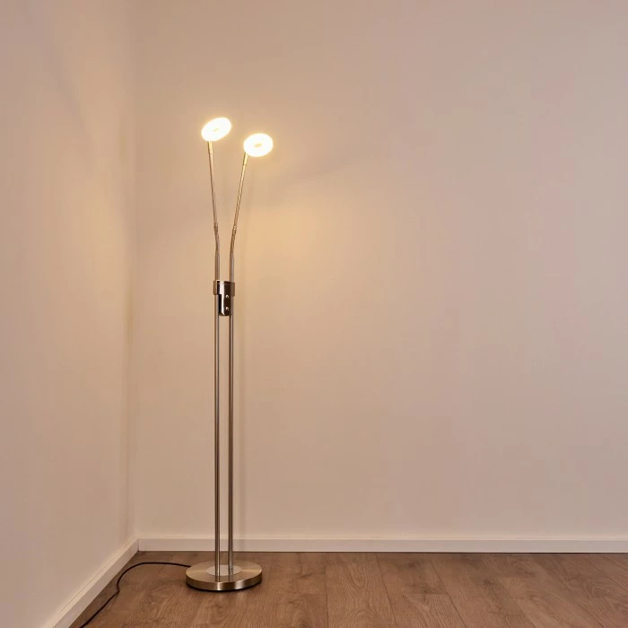 Hofstein Gulkana Stehleuchte LED Nickel-Matt, 2-flammig 16 Hofstein Gulkana Stehleuchte LED Nickel-Matt, 2-flammig – Bild 16