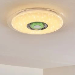 Hofstein Haderup Deckenleuchte LED Chrom, Weiß, 1-flammig, Fernbedienung, Farbwechsler -LED Leuchten Verkäufe haderup deckenleuchte h3169384 do1 19