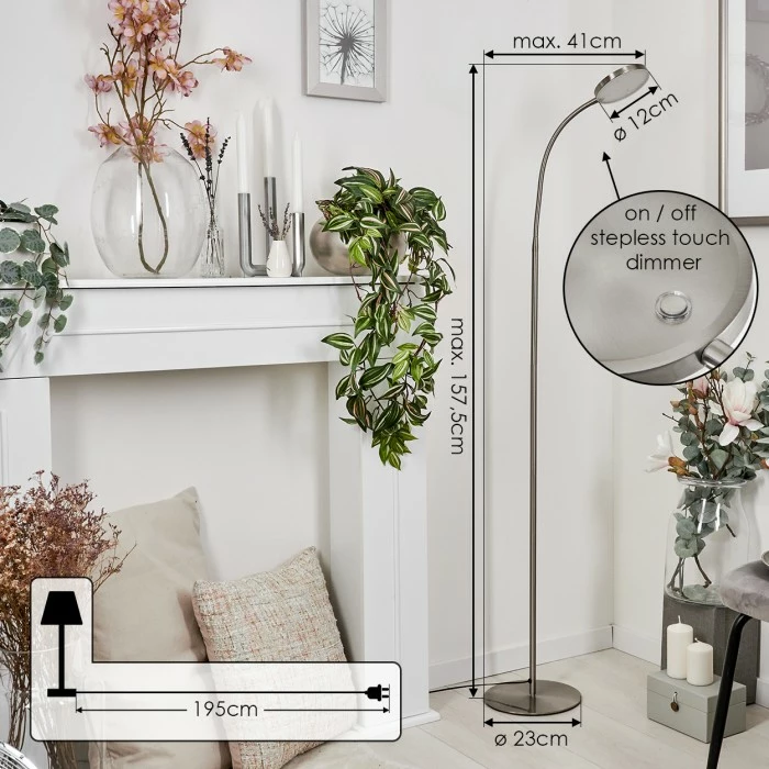 Hofstein Haltia Stehleuchte LED Nickel-Matt, 1-flammig 4 Hofstein Haltia Stehleuchte LED Nickel-Matt, 1-flammig – Bild 4