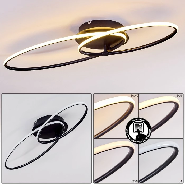 Hofstein Harpeth Deckenleuchte LED Schwarz, 1-flammig, Fernbedienung 1 Hofstein Harpeth Deckenleuchte LED Schwarz, 1-flammig, Fernbedienung