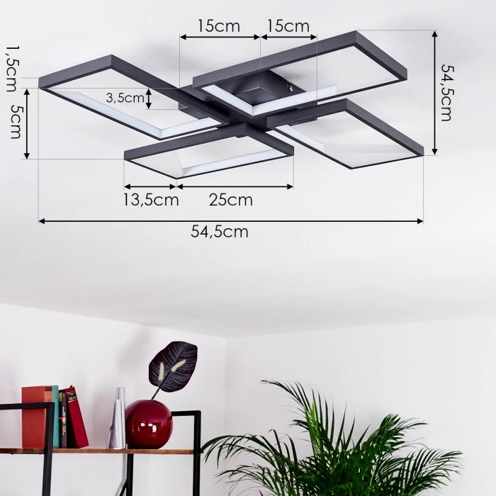 Hofstein Haya Deckenleuchte LED Schwarz, 4-flammig 4 Hofstein Haya Deckenleuchte LED Schwarz, 4-flammig – Bild 4