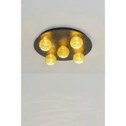 Holl&auml;nder CARILLON Deckenleuchte LED Schwarz, Braun, Gold, 5-flammig