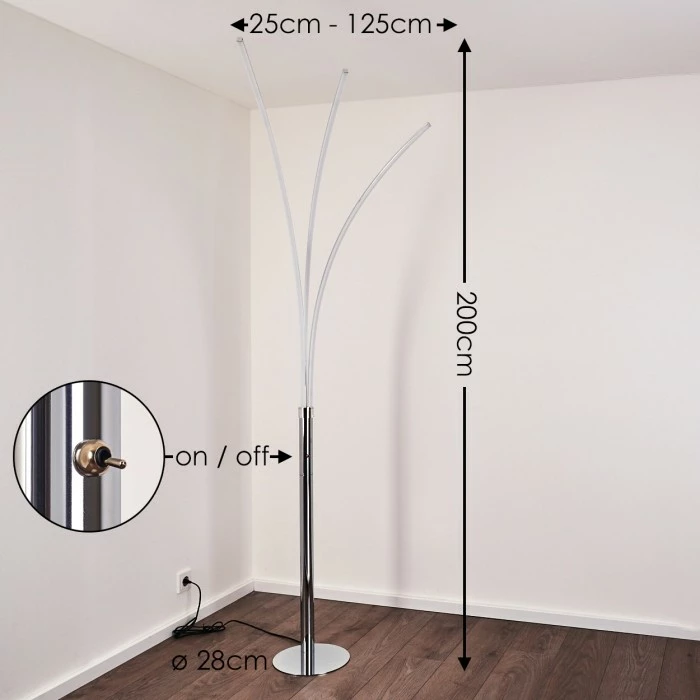 Hofstein Horpmaal Bogenleuchte LED Chrom, 3-flammig 2 Hofstein Horpmaal Bogenleuchte LED Chrom, 3-flammig – Bild 2