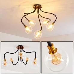 Hofstein Hovslund Deckenleuchte LED Schwarz, Gold, 5-flammig