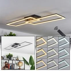 Hofstein Hyacinthe Deckenleuchte LED Schwarz, 1-flammig, Fernbedienung