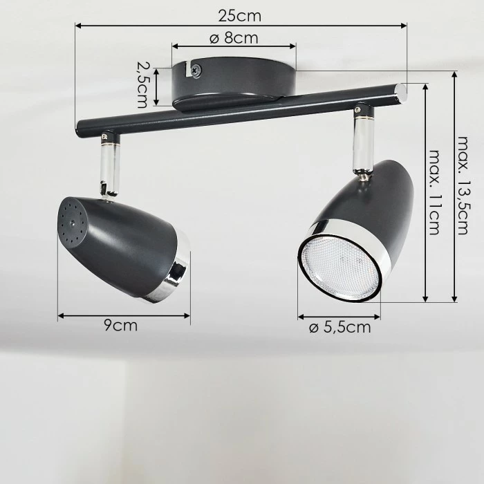 Hofstein Idlewild Deckenleuchte LED Schwarz, 2-flammig 4 Hofstein Idlewild Deckenleuchte LED Schwarz, 2-flammig – Bild 4