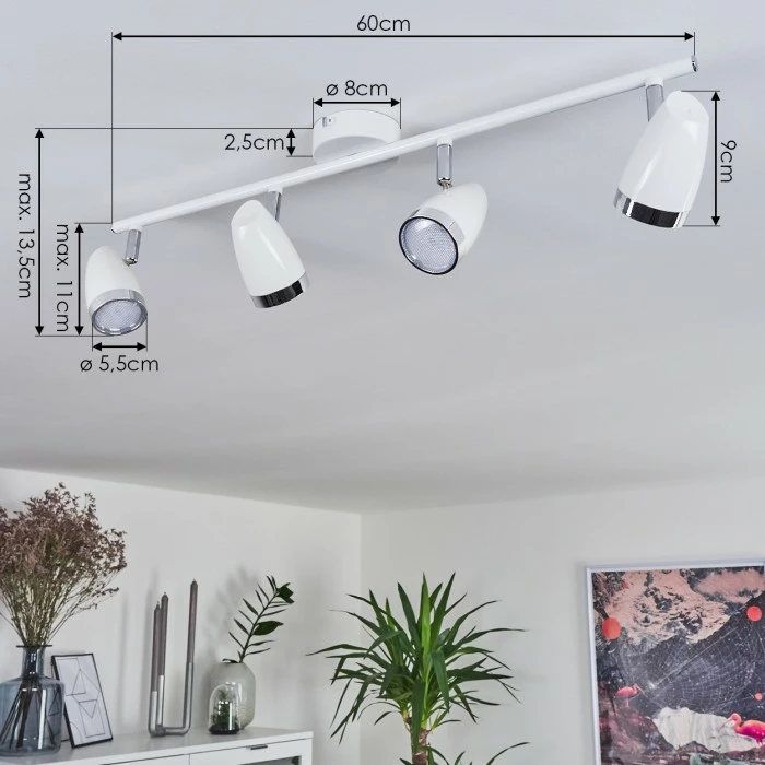Hofstein Idlewild Deckenleuchte LED Chrom, Weiß, 4-flammig 4 Hofstein Idlewild Deckenleuchte LED Chrom, Weiß, 4-flammig – Bild 4