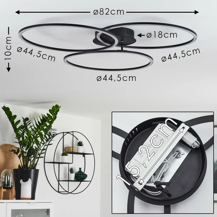 Hofstein Johsa Deckenleuchte LED Schwarz, 3-flammig 2 Hofstein Johsa Deckenleuchte LED Schwarz, 3-flammig – Bild 2