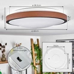 Hofstein Kelva Deckenleuchte LED Schwarz, Braun, Weiß, 1-flammig 13 Hofstein Kelva Deckenleuchte LED Schwarz, Braun, Weiß, 1-flammig -LED Leuchten Verkäufe kelva deckenleuchte h3460344 3