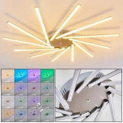 Hofstein Kinna Deckenleuchte LED Edelstahl, 12-flammig, Fernbedienung, Farbwechsler