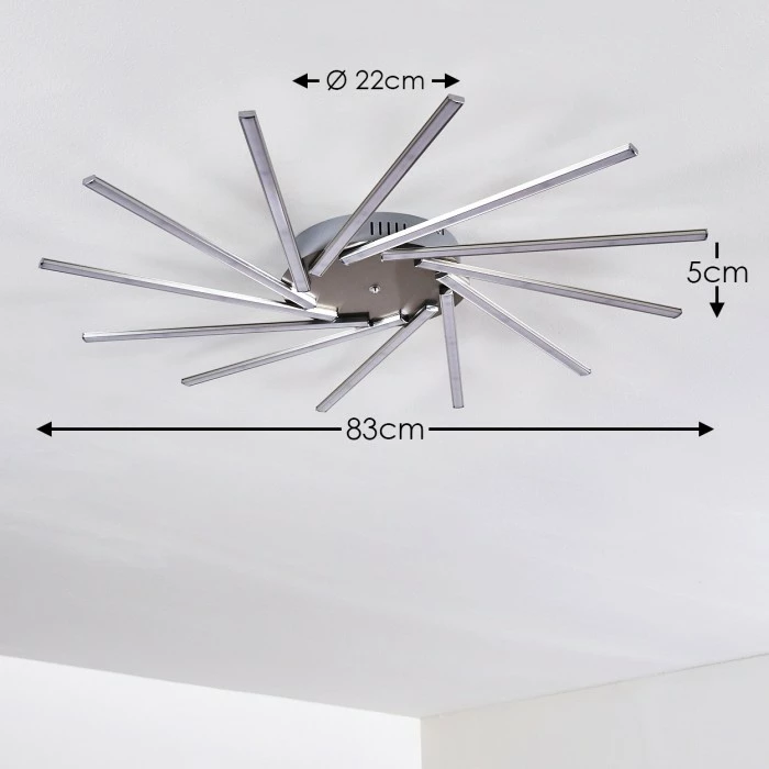 Hofstein Kinna Deckenleuchte LED Edelstahl, 12-flammig, Fernbedienung, Farbwechsler 2 Hofstein Kinna Deckenleuchte LED Edelstahl, 12-flammig, Fernbedienung, Farbwechsler – Bild 2