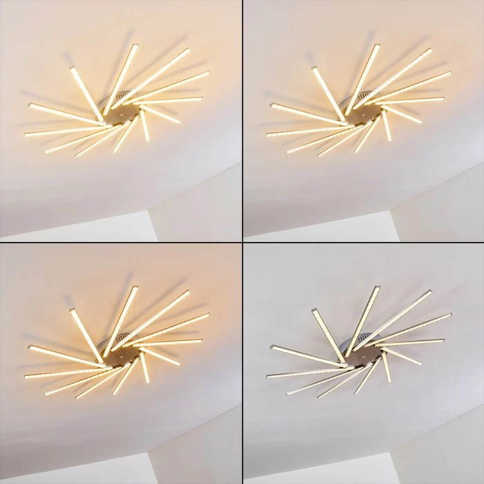 Hofstein Kinna Deckenleuchte LED Edelstahl, 12-flammig, Fernbedienung, Farbwechsler 15 Hofstein Kinna Deckenleuchte LED Edelstahl, 12-flammig, Fernbedienung, Farbwechsler – Bild 15