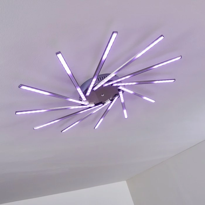 Hofstein Kinna Deckenleuchte LED Edelstahl, 12-flammig, Fernbedienung, Farbwechsler 20 Hofstein Kinna Deckenleuchte LED Edelstahl, 12-flammig, Fernbedienung, Farbwechsler – Bild 20