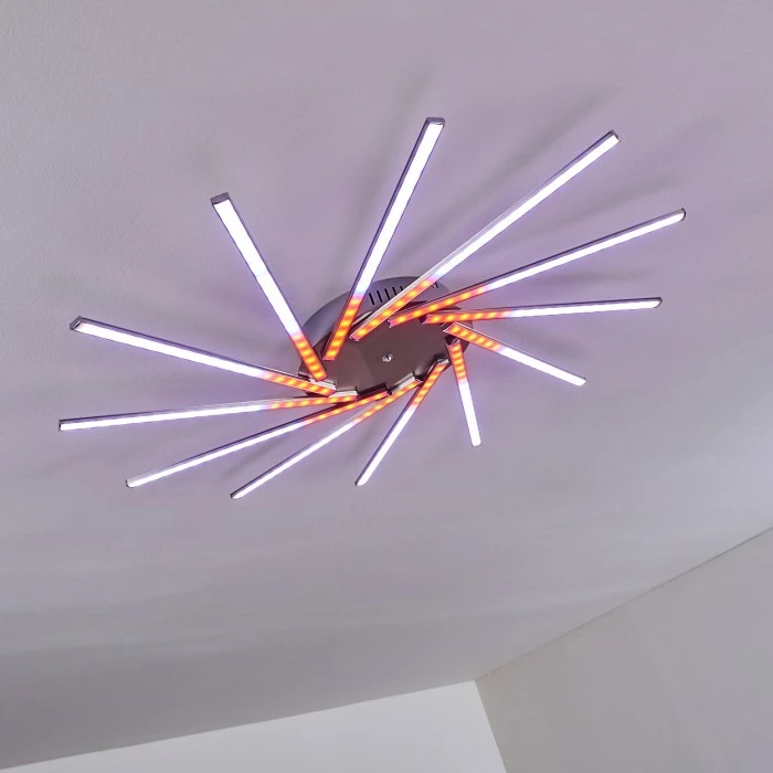 Hofstein Kinna Deckenleuchte LED Edelstahl, 12-flammig, Fernbedienung, Farbwechsler 22 Hofstein Kinna Deckenleuchte LED Edelstahl, 12-flammig, Fernbedienung, Farbwechsler – Bild 22