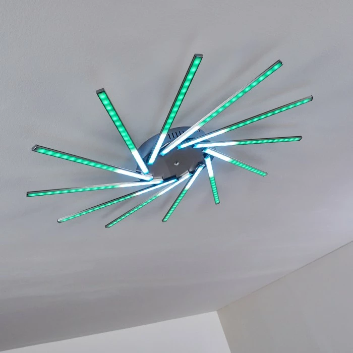 Hofstein Kinna Deckenleuchte LED Edelstahl, 12-flammig, Fernbedienung, Farbwechsler 30 Hofstein Kinna Deckenleuchte LED Edelstahl, 12-flammig, Fernbedienung, Farbwechsler – Bild 30