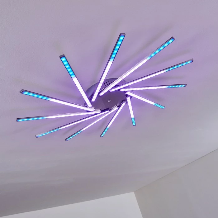 Hofstein Kinna Deckenleuchte LED Edelstahl, 12-flammig, Fernbedienung, Farbwechsler 31 Hofstein Kinna Deckenleuchte LED Edelstahl, 12-flammig, Fernbedienung, Farbwechsler – Bild 31