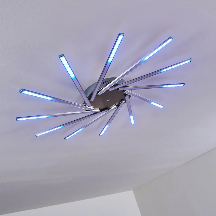 Hofstein Kinna Deckenleuchte LED Edelstahl, 12-flammig, Fernbedienung, Farbwechsler 33 Hofstein Kinna Deckenleuchte LED Edelstahl, 12-flammig, Fernbedienung, Farbwechsler – Bild 33