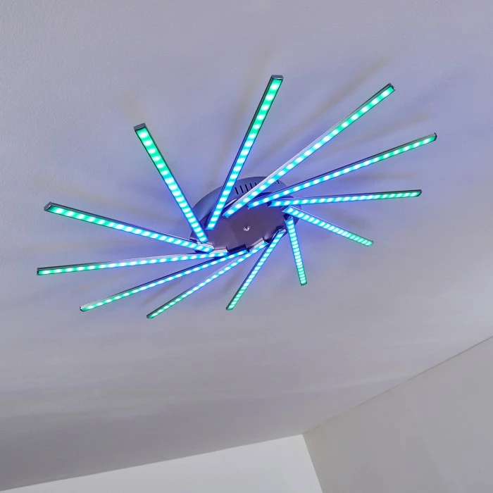 Hofstein Kinna Deckenleuchte LED Edelstahl, 12-flammig, Fernbedienung, Farbwechsler 34 Hofstein Kinna Deckenleuchte LED Edelstahl, 12-flammig, Fernbedienung, Farbwechsler – Bild 34