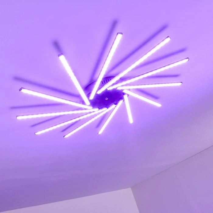 Hofstein Kinna Deckenleuchte LED Edelstahl, 12-flammig, Fernbedienung, Farbwechsler 7 Hofstein Kinna Deckenleuchte LED Edelstahl, 12-flammig, Fernbedienung, Farbwechsler – Bild 7