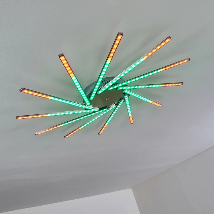 Hofstein Kinna Deckenleuchte LED Edelstahl, 12-flammig, Fernbedienung, Farbwechsler 8 Hofstein Kinna Deckenleuchte LED Edelstahl, 12-flammig, Fernbedienung, Farbwechsler – Bild 8