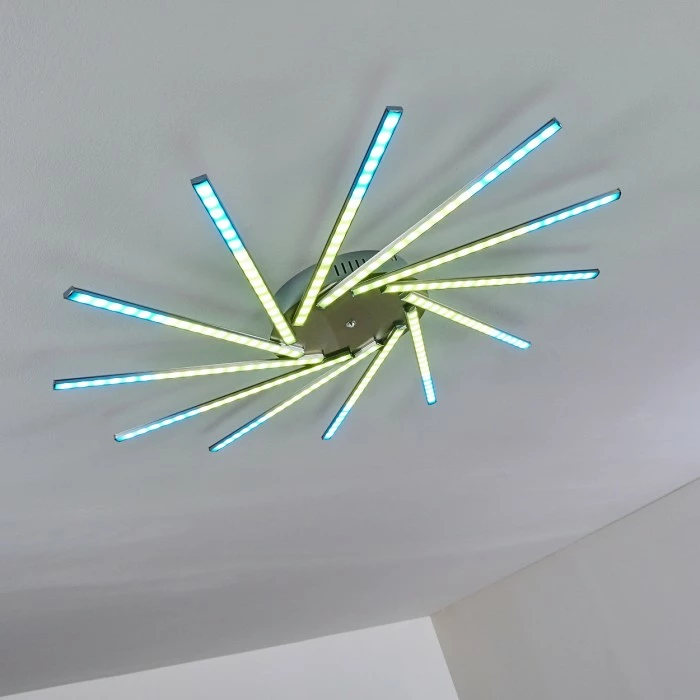 Hofstein Kinna Deckenleuchte LED Edelstahl, 12-flammig, Fernbedienung, Farbwechsler 9 Hofstein Kinna Deckenleuchte LED Edelstahl, 12-flammig, Fernbedienung, Farbwechsler – Bild 9