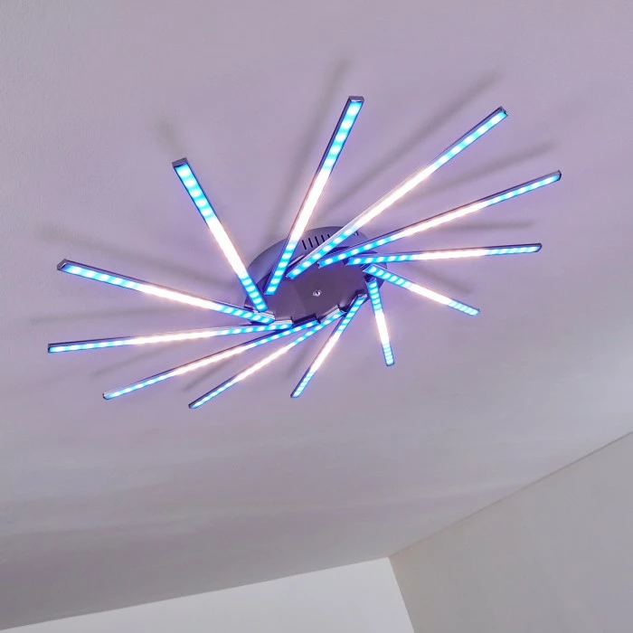 Hofstein Kinna Deckenleuchte LED Edelstahl, 12-flammig, Fernbedienung, Farbwechsler 10 Hofstein Kinna Deckenleuchte LED Edelstahl, 12-flammig, Fernbedienung, Farbwechsler – Bild 10