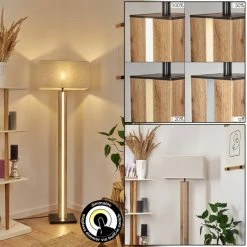 Hofstein Kyneton Stehleuchte LED Schwarz, Naturfarben, 2-flammig