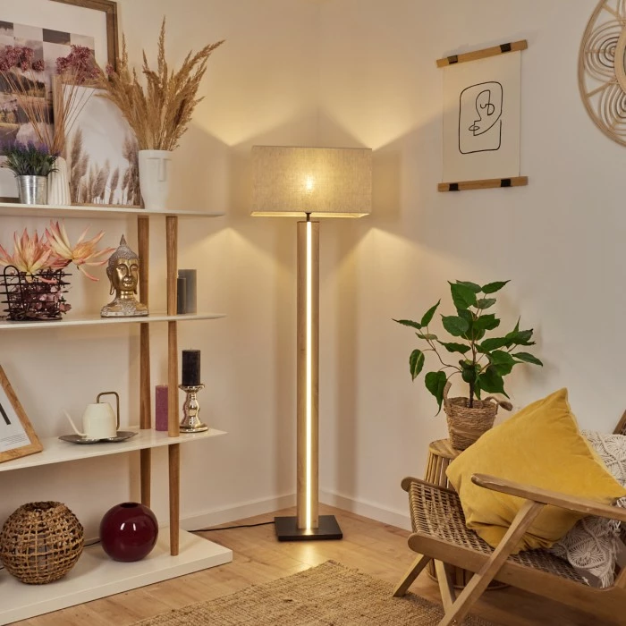 Hofstein Kyneton Stehleuchte LED Schwarz, Naturfarben, 2-flammig 7 Hofstein Kyneton Stehleuchte LED Schwarz, Naturfarben, 2-flammig – Bild 7