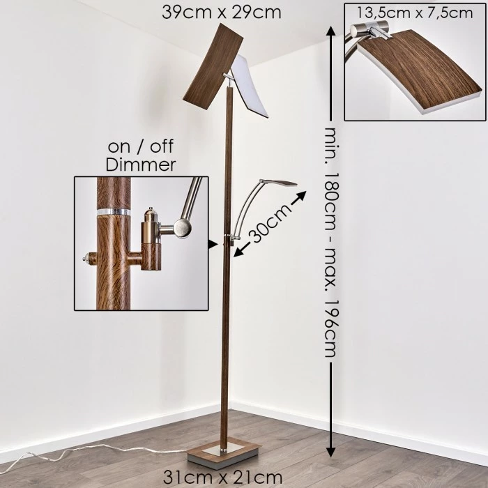 Hofstein Lasona Deckenfluter LED Silber, Braun, 2-flammig 2 Hofstein Lasona Deckenfluter LED Silber, Braun, 2-flammig – Bild 2