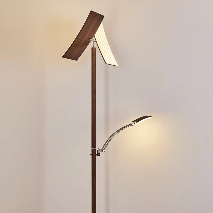 Hofstein Lasona Deckenfluter LED Silber, Braun, 2-flammig 8 Hofstein Lasona Deckenfluter LED Silber, Braun, 2-flammig – Bild 8