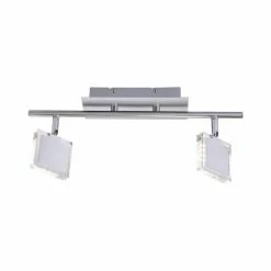 Leuchten Direkt Tony Deckenleuchte LED Nickel-Matt, Chrom, 2-flammig, Fernbedienung, Farbwechsler